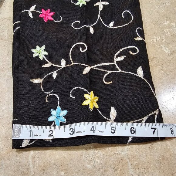 Women's Talbots Petites Irish Linen Embroidered Floral Crop Pants‎ Size 10 - Picture 4 of 8